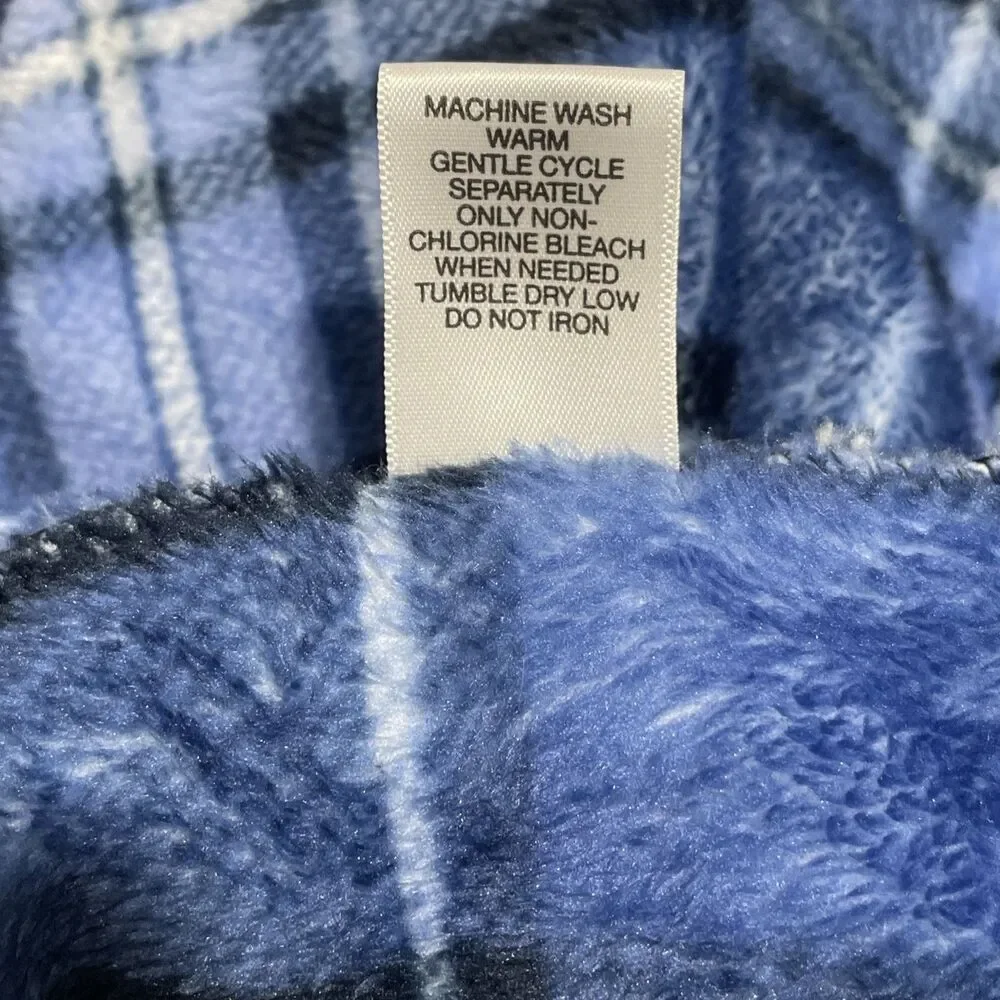 Roundtree & Yorke Men’s Navy Plush Robe One Size Soft Cozy Bath Lounge - Picture 14 of 14